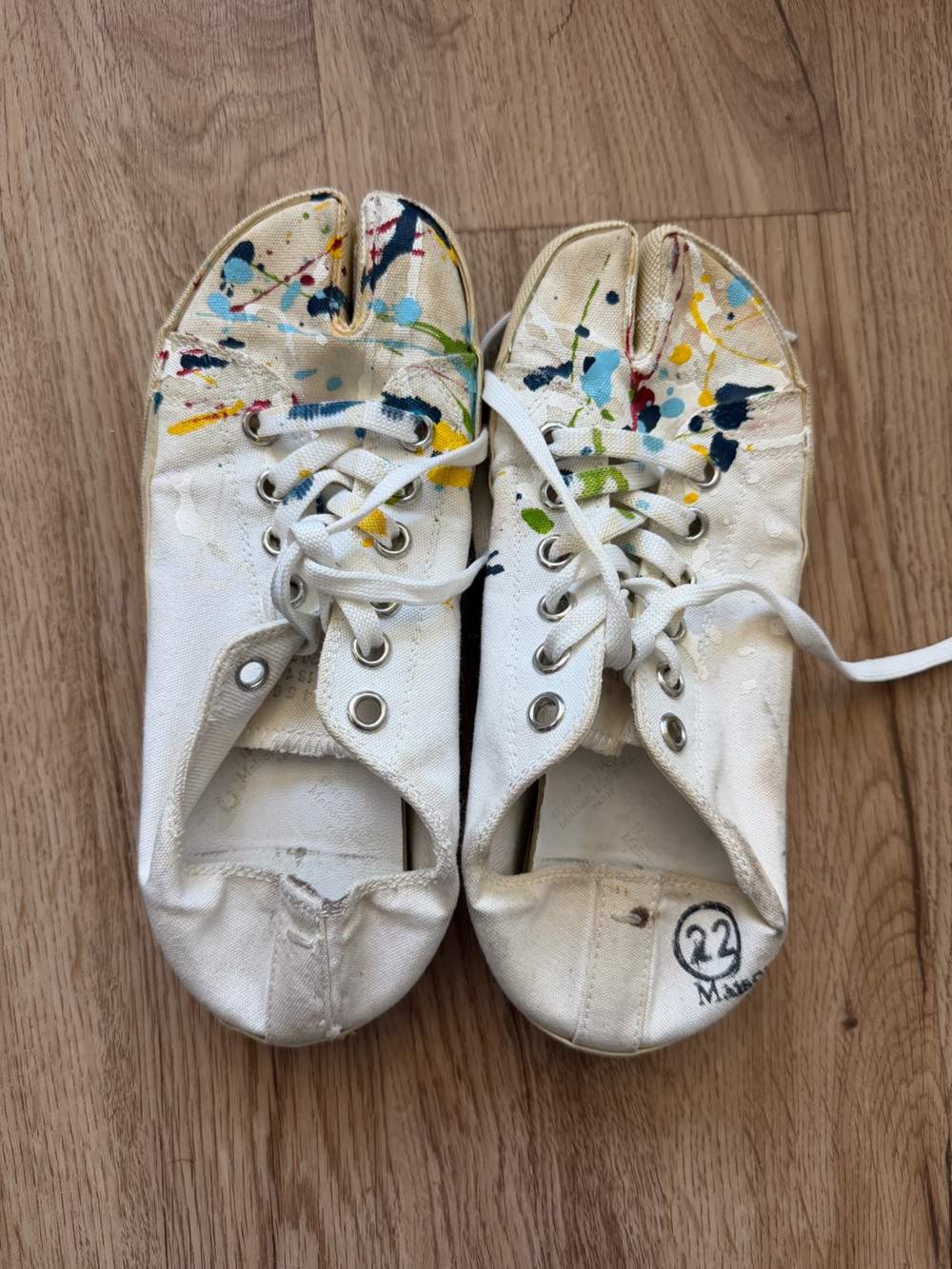Maison Margiela Tabi paint splatter sneakers